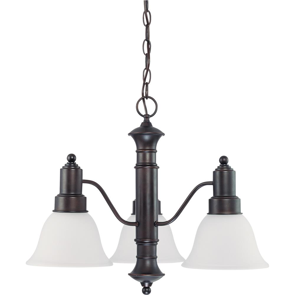 Nuvo Lighting 60/3144  Gotham - 3 Light 23" Chandelier with Frosted White Glass in Mahogany Bronze Finish